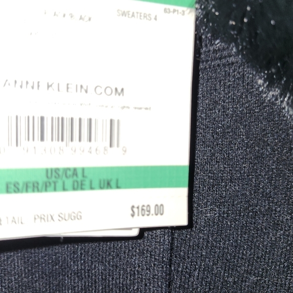 NWT Anne klein black lightweight  sweatercoat with removable faux fur collar - Picture 4 of 5